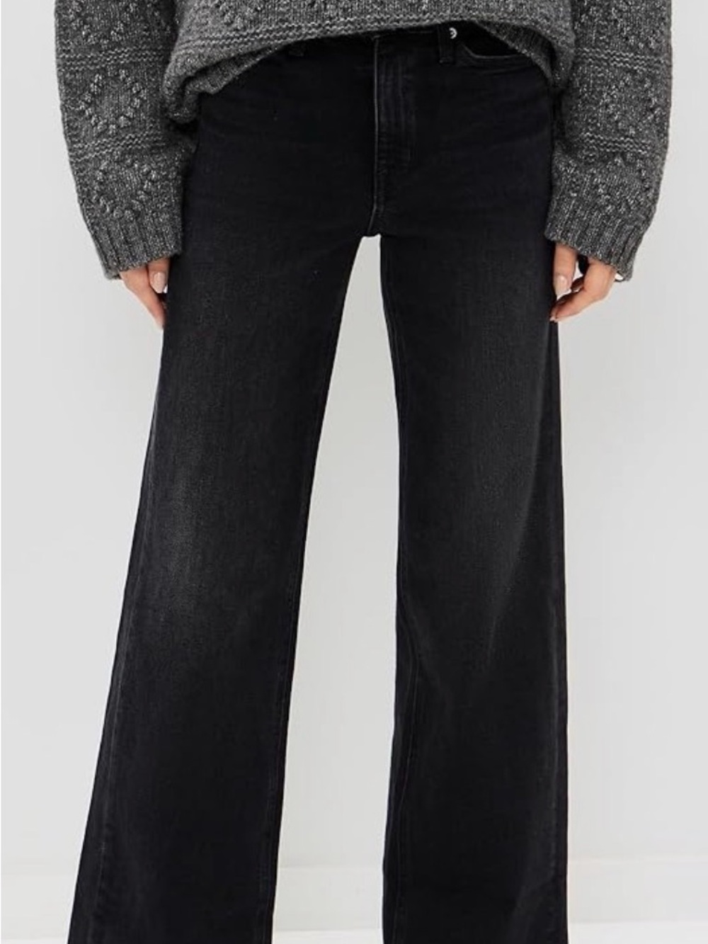 AYR The Secret Sauce High Rise Wide Leg Jeans in Washed Black - Size 30S (VGUC)